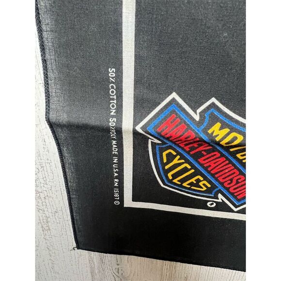 Vintage Harley Davidson Black Bandana Handkerchief 1980s Original USA - Picture 4 of 4